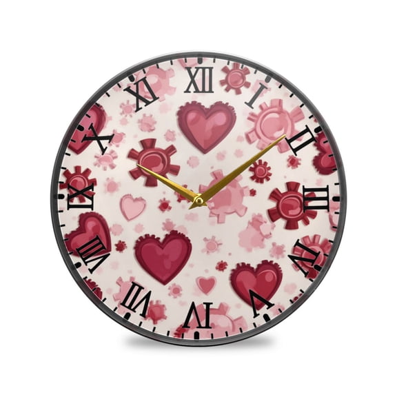 Round Clock Wall Clock Decorative Clock 9.5" Sizes Gear-shaped Hearts Pattern
