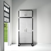 Seville Classics UltraHD 2-Piece Heavy Duty Mega Solid Steel Metal 2-Door Lockable Stacker Wall Storage Cabinet Set Organizer for Garage, Office, Classroom, 36 W x 18 D x 90.5 H, Graphite