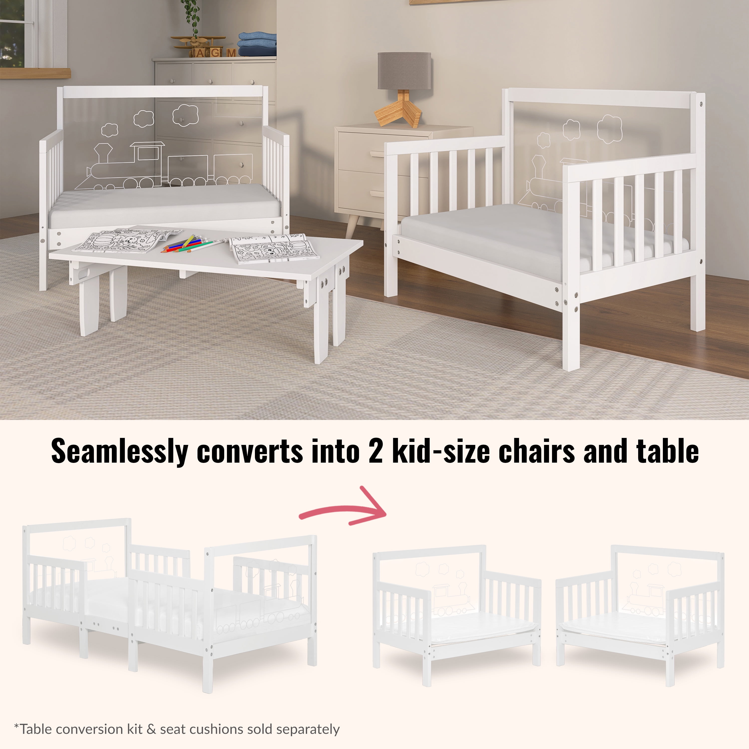 Dream On Me Polar Express Toddler Bed in White