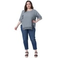 thumbnail image 3 of DARING DIVA Women's Plus Crew Neck Lace Crochet Short Sleeve Blouse 4X Light Gray, 3 of 6