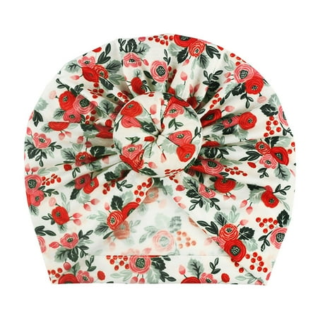

Herrnalise Toddler Kids Baby Boy Girl Floral Print Knotted Hat Beanie Headwear Accessories
