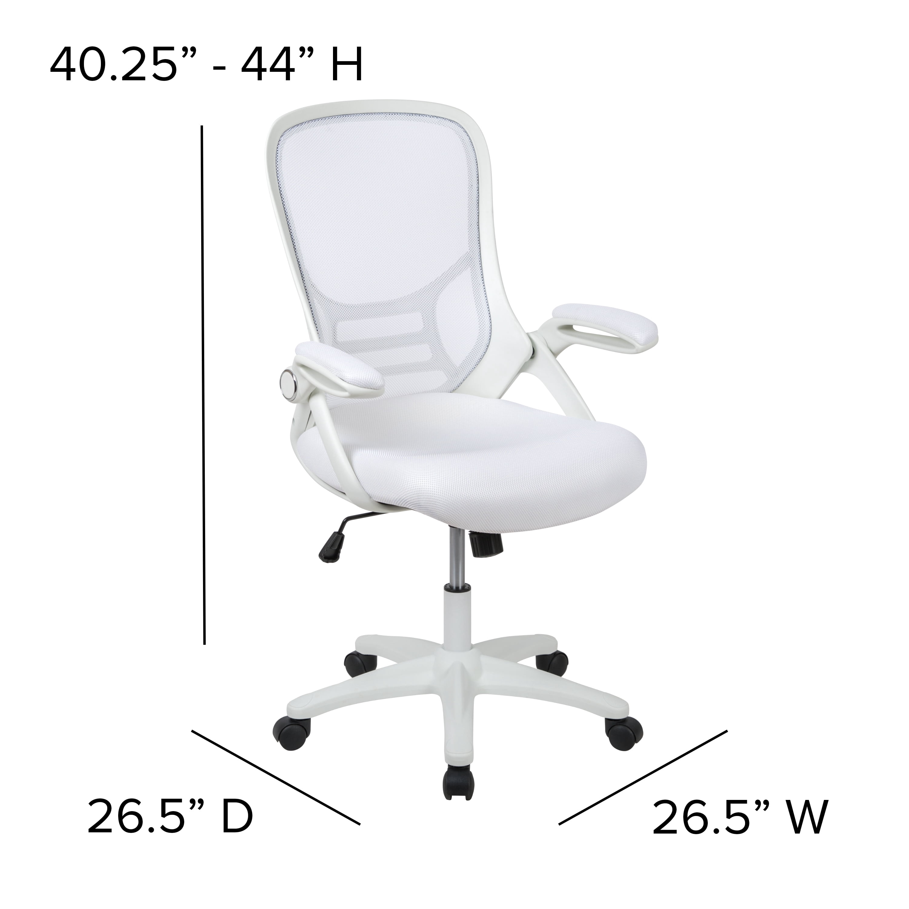 Emma + Oliver High Back White Mesh Ergonomic Office Chair with White Frame and Flip-up Arms