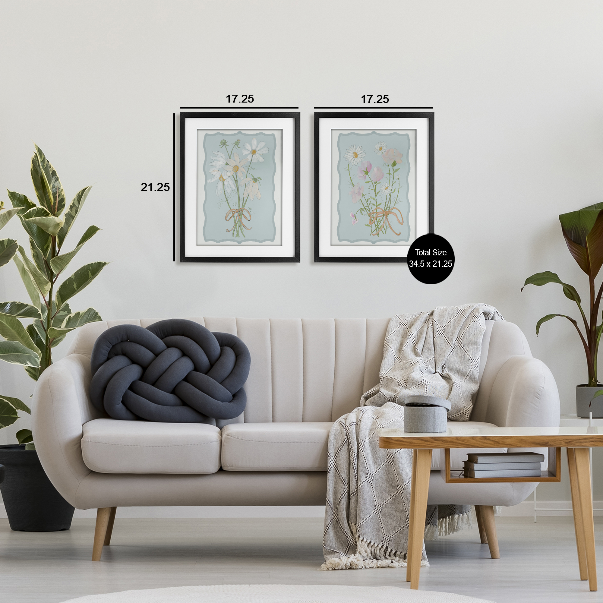 Vintage Spring Clippings 2 Piece Black Framed Print Under Glass Set, design by Leslie Hermosa
