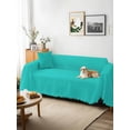 thumbnail image 3 of Turquoise Couch Cover, Modern Pure Turquoise Oversized Sofa Cover Blanket for 3 Cushion Couch, Sectional Sofa Slipcover Furniture Protector for Living Room Bedroom 71''x150'', 3 of 9
