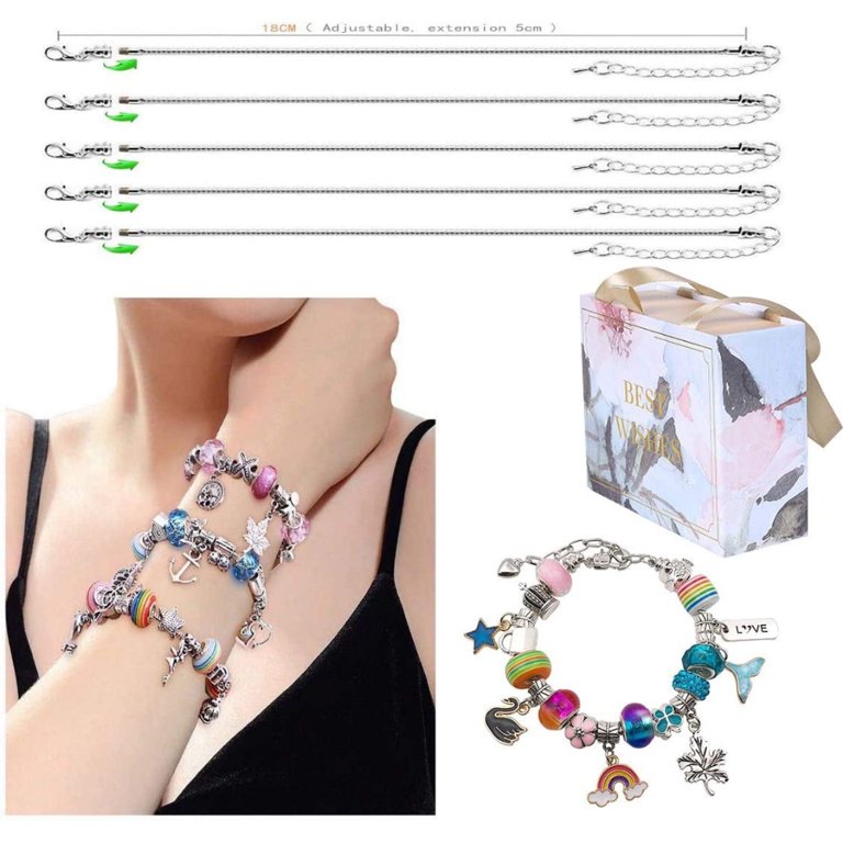 PEACNNG Charm Bracelet Making Kit, 89 Pieces Jewellery Making