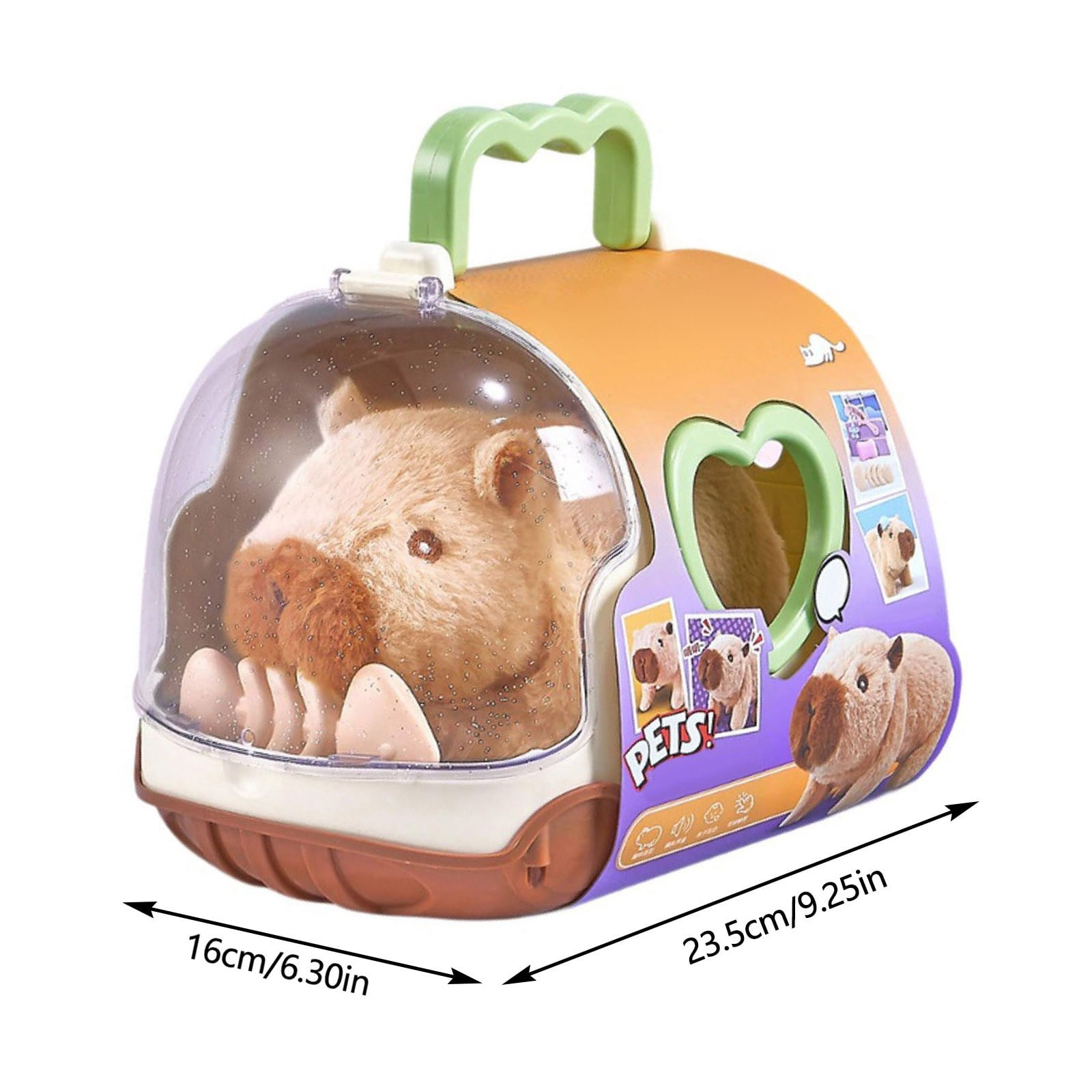 Interactive Electronic Pet Robotic Capybara Plush Toy Battery Operated Animated Stuffed Animal with Portable Pet Carrier Lifelike Motion Soothing Sounds for Kids Birthday Gifts Sensory Play