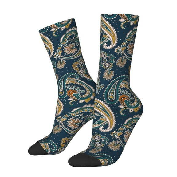Logiee Indian Paisley 2 Print Adult Socks for Men & Women,Calf Socks, Ankle Socks,Boots Socks,Breathable Casual Sock,Unisex Crew Socks