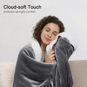 Moonlight 20015 Plush Sherpa Bed Blanket Super Soft Warm Ultra Cozy Reversible Fleece Queen Gray