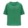 thumbnail image 5 of TAGOLD Summer Casual Tops,Plus Size T-shirt Blouse for Womens, Ladies' Casual Pullover Solid Color Short Sleeved Button V-neck T-shirt,Short Sleeve V-Neck Blouses & Shirts, 5 of 5