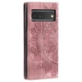 thumbnail image 3 of Case for Google Pixel 6 Wallet Case for Women Girls with Card Holder, Embossed Flower Pattern Magnetic Flip PU Leather Purse Protective Phone Cover for Google Pixel 6, Pink, 3 of 10