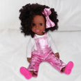 thumbnail image 4 of 14in Reborn Baby Dolls African Black Skin Girl Doll Fashionable Child Toys GiftQ14‑50 Bright Pink, 4 of 4