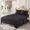 Black, variant on Huba Homes 4PC King Size Satin Sheet Set Solid Color Bed Sheets Deep Pocket Fitted Sheet Navy Blue