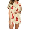thumbnail image 2 of Censtreet Christmas Pajama Sets for Women 2 Piece Soft Button Down Pj Sets Sleepwear Short Sleeve Loungewear Shorts, 2 of 9