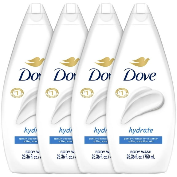 Dove Body Wash Hydrate 4-Pack – Moisturizing Cleanser for Smooth, Soft Skin, 25.3 Oz Ea