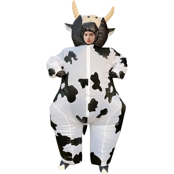 Inflatable Cow Costume Cosplay Party Holiday Halloween Parade Carnival Suit Jumpsuit Fun Party Fancy Dress,Adults 4'11"-6'3",Cow