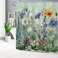 thumbnail image 3 of Flower Shower Curtain Vintage Watercolor Flowers Nature Bathroom Shower Curtain Modern Art Shower Curtain Home Decor Waterproof Durable Shower Curtain Accessories with 12 Hooks 72x78 Inches, 3 of 7