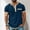 Navy, variant on Men's Color Block Henley Shirt Short Sleeve Button Placket Casual Fashion Top Navy XL