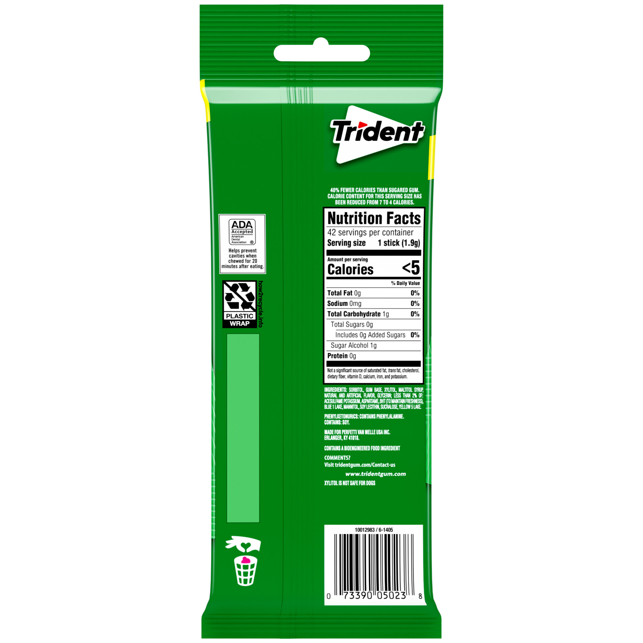 Trident Sugar Free Spearmint Gum, 3 Packs of 14 photo 2