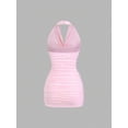 thumbnail image 2 of Pink Womens Halter Neck Ruched Bodycon Mini Dress With Sparkling Glitter Detail, 2 of 7