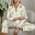 thumbnail image 6 of Yiaed Gold Christmas Tree Print Pajamas Women's Long Sleeve Sleepwear Soft Button Down Loungewear Pjs Lounge Set Nightwear Womens Pajama Pants-Large, 6 of 7