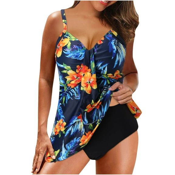 Otvok Tankini Bathing Suits Womens Swimsuits Sets for Two Piece Blouson Tank Top with Boyshorts and Chest Pad