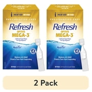(2 pack) Refresh Optive Mega-3 Lubricant Eye Drops Preservative-Free Artificial Tears, 0.4 ml, 60 Count