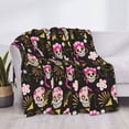 thumbnail image 3 of Yiaed Skull Daisy Print Blanket Throw Blanket Soft Cozy Flannel Blanket for Home Bed Sofa Couch Chair-60"x50", 3 of 6