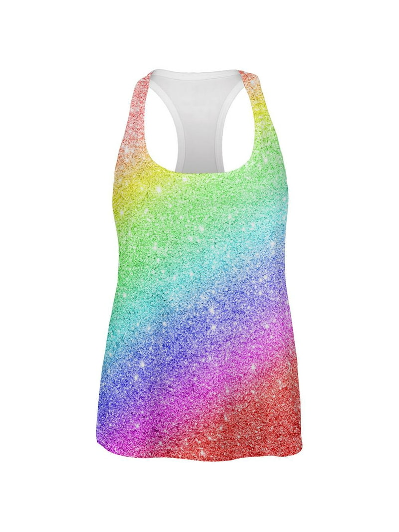 LGBTQ Pride Faux Rainbow Glitter All Over Womens Work Out Tank Top Multi 2XL Walmart.com