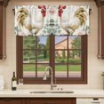 thumbnail image 6 of White Retro Rooster Curtain Valances for Windows, Kitchen Valance Window Treatments Panel 2 Pack, Watercolor Animals Spring Floral Rod Pocket Short Curtains for Bathroom Bedroom 42 x 18 Inch, 6 of 8