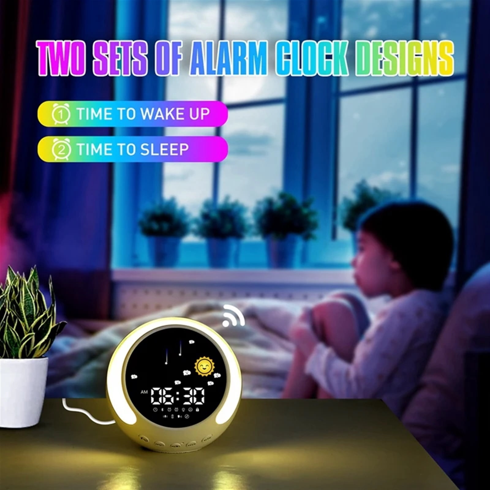 Alarm Clock for Kids, Kids Alarm Clock for Girls Sleep Trainer with Wake Up Light, Music Player&Digital Clock ,Excellent Visual Experience