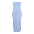 thumbnail image 5 of Godokuleh Womens Summer Dresses 2024 Bodycon Maxi Tube Dress Strapless Side Slit Vacation Outfits Light Blue L, 5 of 6