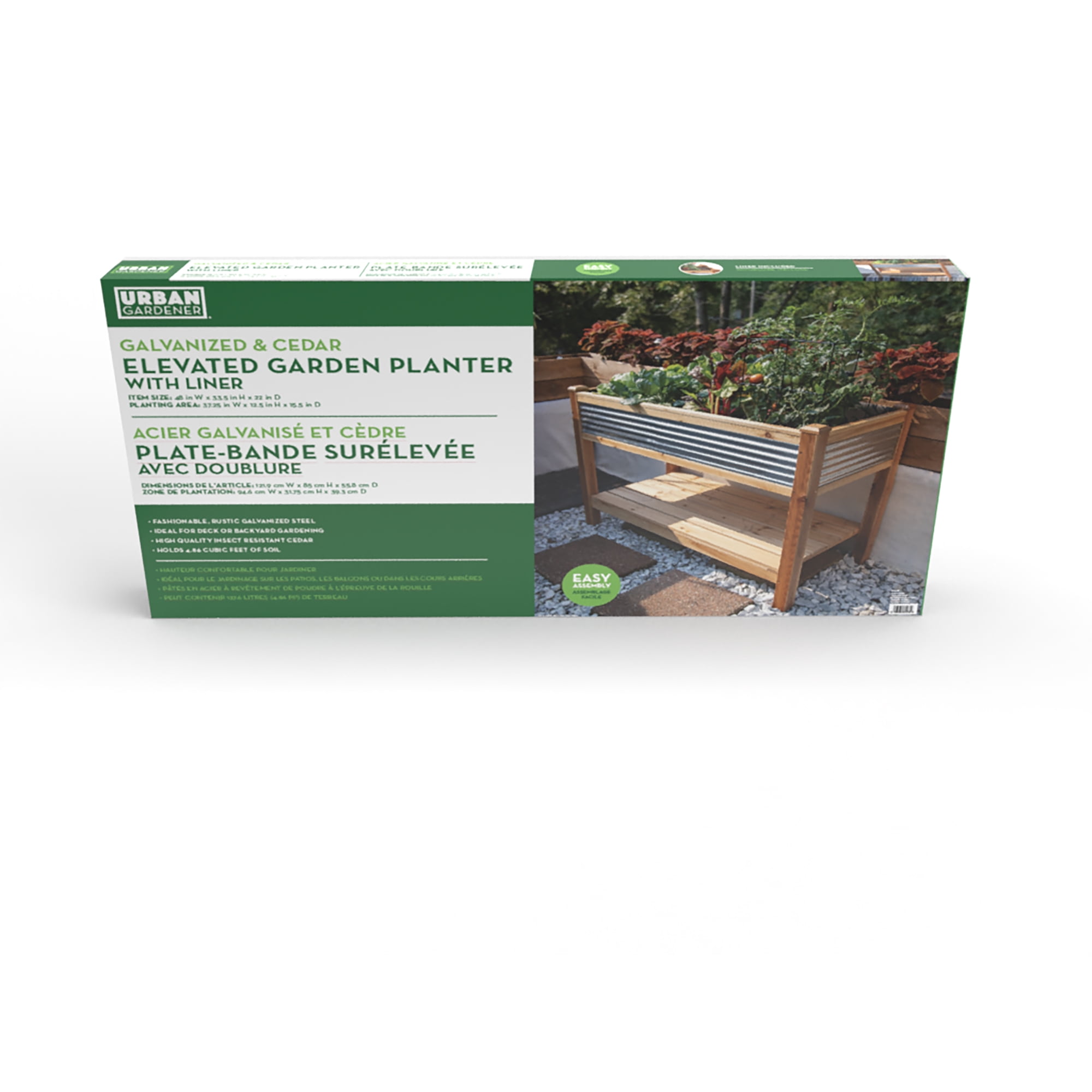Panacea Outdoor Raised Garden Bed Cedar and Galvanized Steel 48" x 22" x 33"