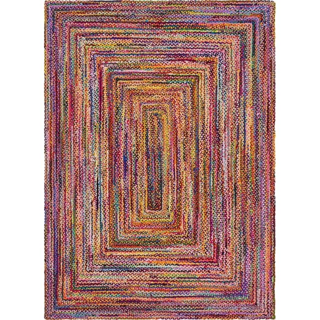 Unique Loom Braided Chindi Collection Casual Modern Multi Area Rug (10' 0 x 14' 0)