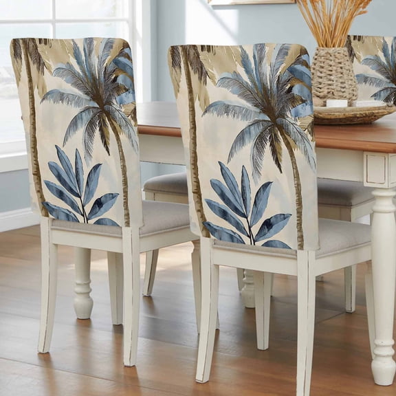 Palm Trees Chair Back Covers, Removable Chair Covers for Dining Chairs Set of 4, Washable Chairs Slipcovers Back Seat Protector for Wedding Party 19"x20"