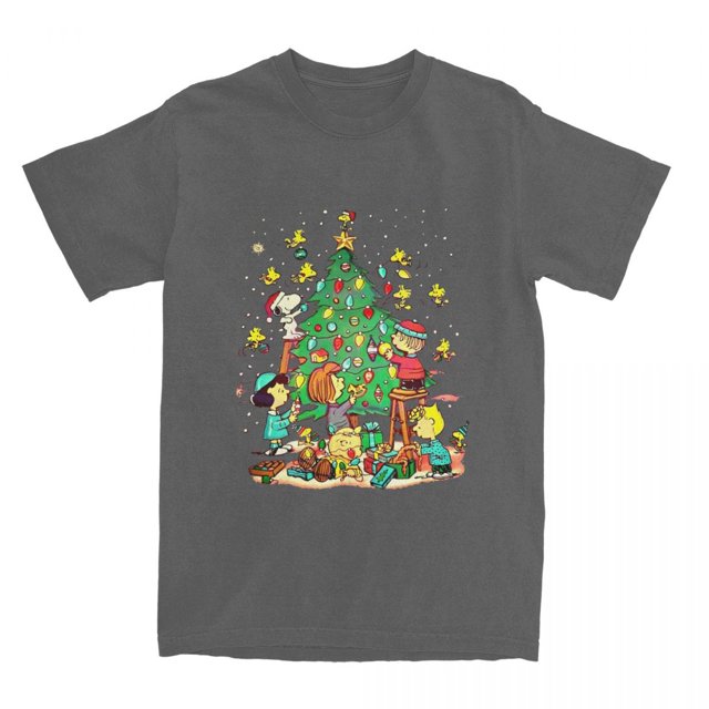 Camiseta navideña de Snoopy y Charlie Brown, camisetas informales, camisetas de manga corta, camisetas de verano 100 % algodón, camisetas de cuello redondo de talla grande