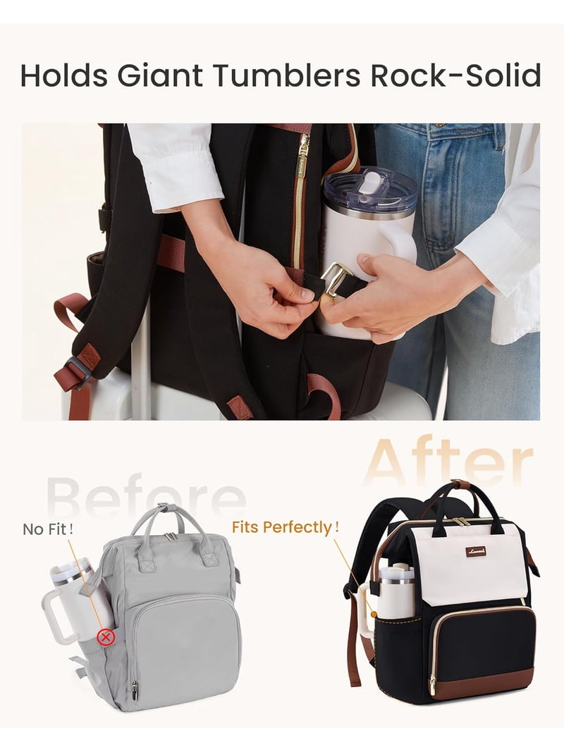 backpack laptop pockets cute Lovevook Laptop Backpack for Women with Giant Tumbler Holder Pocket, 15.6 inch Travel Work Backpack Purse for Nurse Teacher, Waterproof Bag College