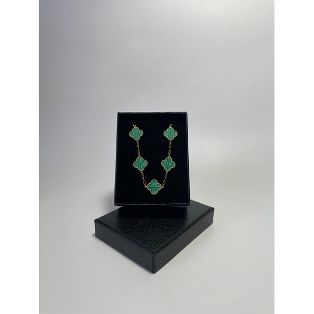 Pulsera Trébol Enchapado Oro 18k Acero Inoxidable Unisex Verde