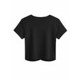 thumbnail image 2 of Summer Twist Front Women's Crop Top Round Neck Short Sleeve Casual Tee, 2 of 4