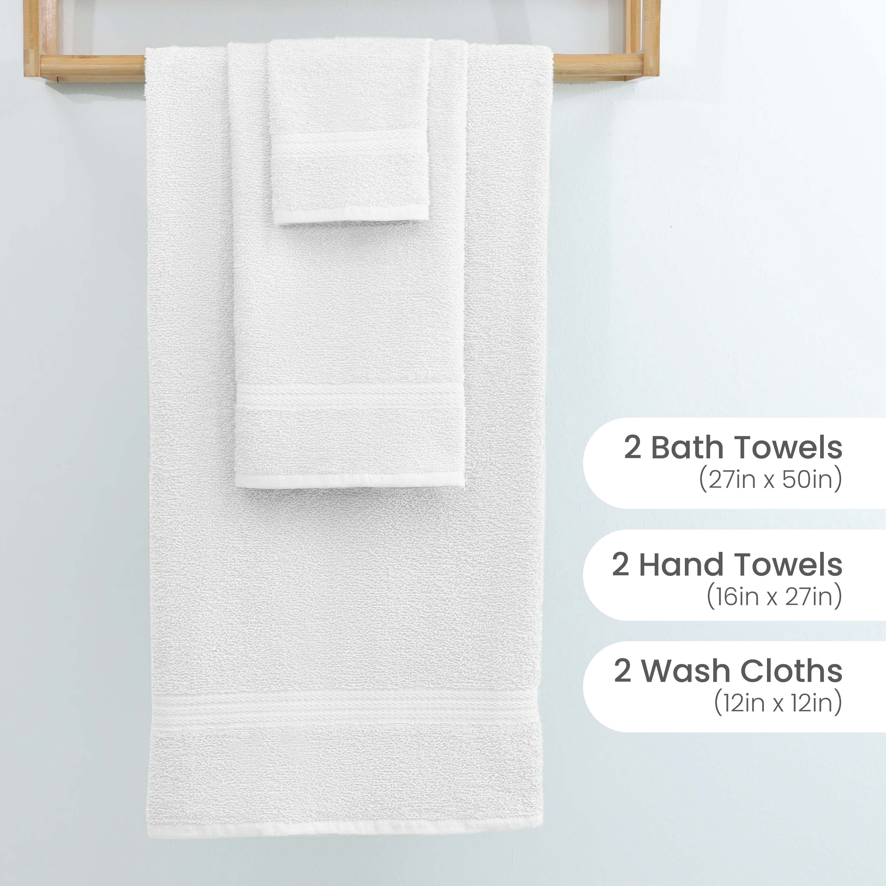Martex Easy Living 6-Piece Cotton Towel Set, Soft & Quick-Dry Towels, White