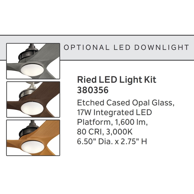 Kichler 380356OZ Transitional LED Fan Light Kit - Ried Collection, Bronze/Dark Finish, 6.5" Wide 3 thumbnail image