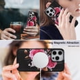 thumbnail image 7 of for iPhone 14 Plus Floral Pattern PU Leather + TPU Magnetic Wireless Charging Case, Classic Shock Absorbing Ultra Slim Drop Protective Anti-Scratch Lightweight Women Back Cover, Black, 7 of 7