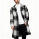 thumbnail image 5 of Kalauyu Men's Casual Notched Collar Plaid Single Breasted Wool Blend Formal Trench Top Coat, 5 of 6