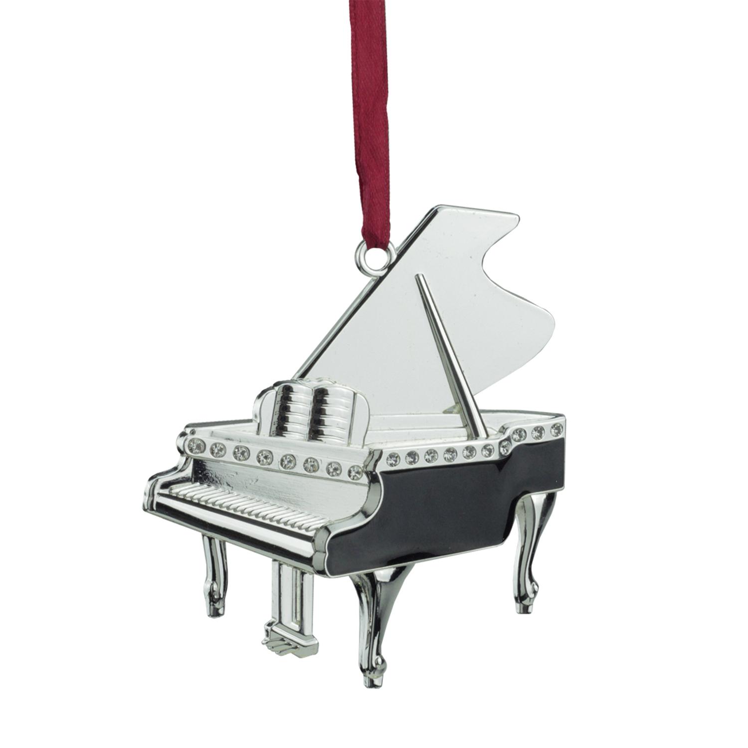 3.5" Regal SilverPlated Grand Piano Christmas Tree Ornament with