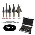thumbnail image 4 of Pack Of 5 Step Drill Bit Set High-Speed Steel Drilling Bits Wood Metal Carpentry Craftsman Punching Hole Replaceable Hand Tools, 4 of 10