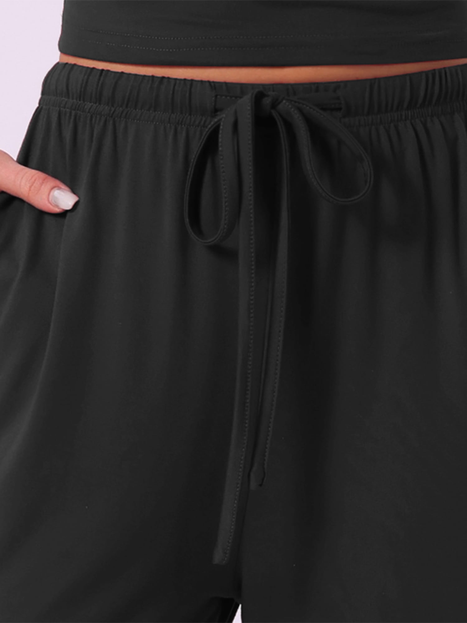DARING DIVA Women's Pajama Set Cami Jersey Knit Adjustable Spaghetti Strap Pants M Black