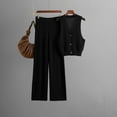 thumbnail image 3 of Women's Fashion Knit Suit Summer V Neck Sleeveless Vest High Waisted Straight Leg Pants Two Piece Set Track Suit Pants for Women Suit Coat for Women Formal Pants Suits for Women Evening Weddings, 3 of 3