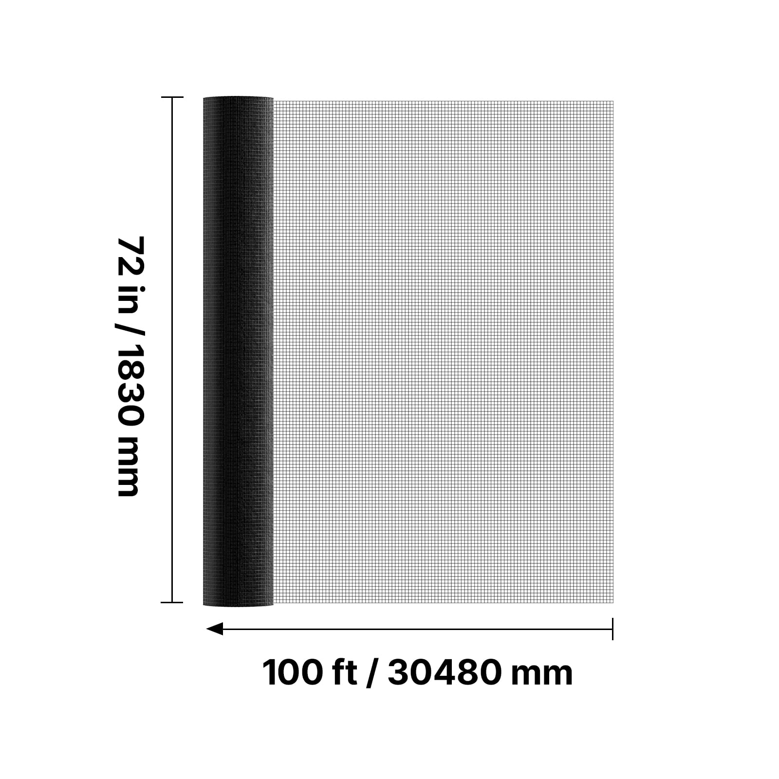 KFFKFF 72 in x 100 ft Hardware Cloth, 1/2 in 19 Gauge Galvanized Wire Mesh Roll, Durable Vinyl-Coated Weather-Resistant Fencing for Gardens, Animal Enclosures, and Pest Control