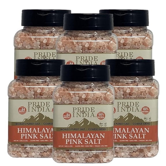 Pride of India Dark Himalayan Pink Salt Crystals, Coarse 4-5mm, 1 lb Jar