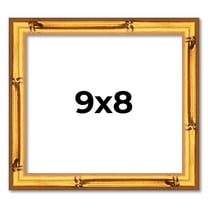 9x8 Frame Gold Bamboo Solid Wood Picture Frame | 1 Inch Moulding Width | Interior Frame Depth 0.75