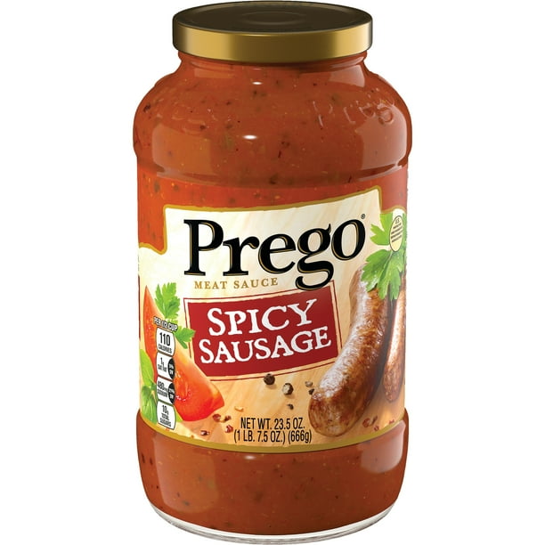 Prego Pasta Sauce, Tomato Sauce with Spicy Sausage, 23.5 Ounce Jar